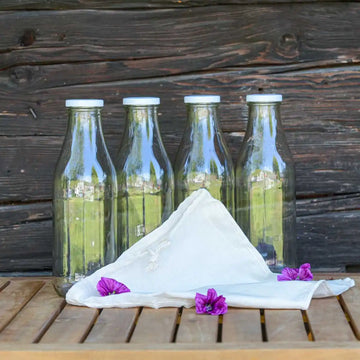 Pflanzenmilch Starter-Set – 4 Glasflaschen 1 l & Nussmilchbeutel