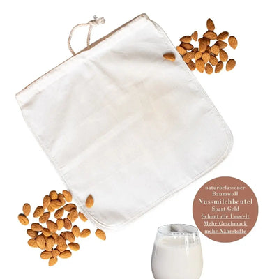 Nussmilchbeutel aus naturbelassener Baumwolle – plastikfrei, nachhaltig & vielseitig