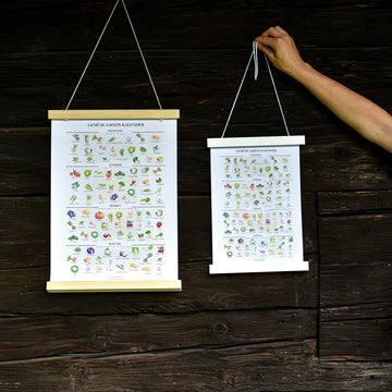 Gemüse Saisonkalender Poster A3 & A4 mit Holzrahmen – Regional & Saisonal