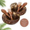 Kokos Schalen Set – 2 Schüsseln mit Löffel & Gabel, nachhaltig & plastikfrei
